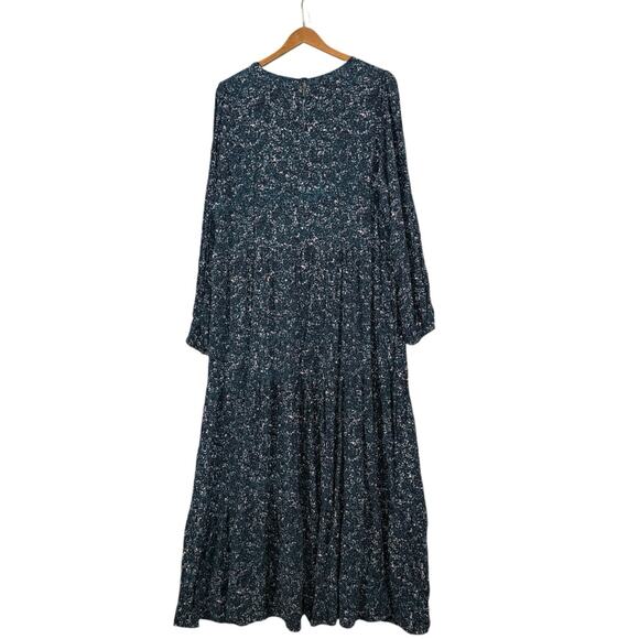 Boden Blue Floral Maxi Dress | Long Sleeve Tiered Prairie Maxi Plus 16/18R - Picture 12 of 12